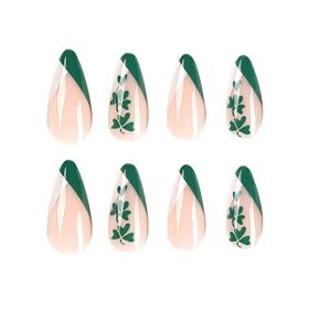 24 PCS Clover Nail Art, Length Long Water Pipe Fake Nails, Had Nail Tips False Nail (Option: 24pcs)