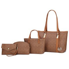 MKF Collection Marimar M Signature Vegan Leather Women's Tote Bag by Mia K Ã¢â‚¬â€œ 4 Pcs set (Color: Tan)