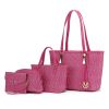 MKF Collection Marimar M Signature Vegan Leather Women's Tote Bag by Mia K Ã¢â‚¬â€œ 4 Pcs set